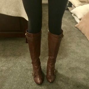 Vince Camuto Brown Heeled Zipper Boots